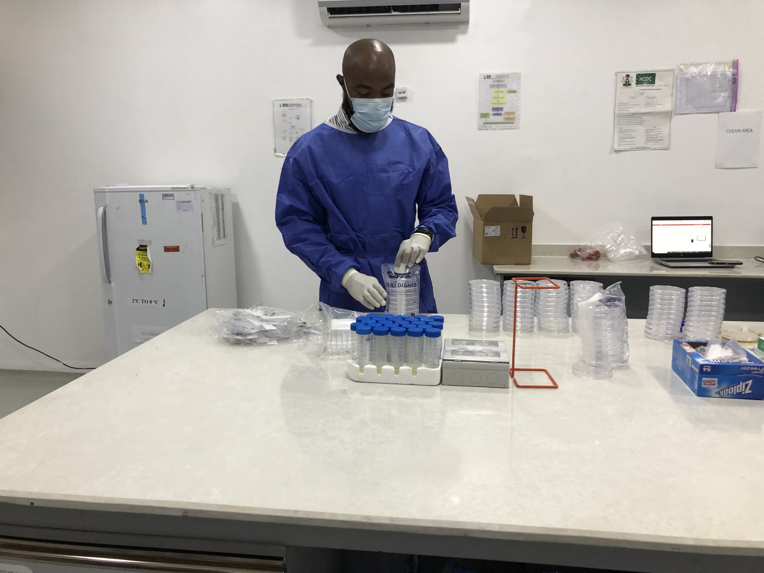 Emmanuel at the Nigeria CDC National Reference Laboratory in Abuja, Nigeria.