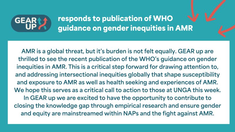 GEAR up responds to the publication of recent WHO guidance on gender inequities in antimicrobial resistance.